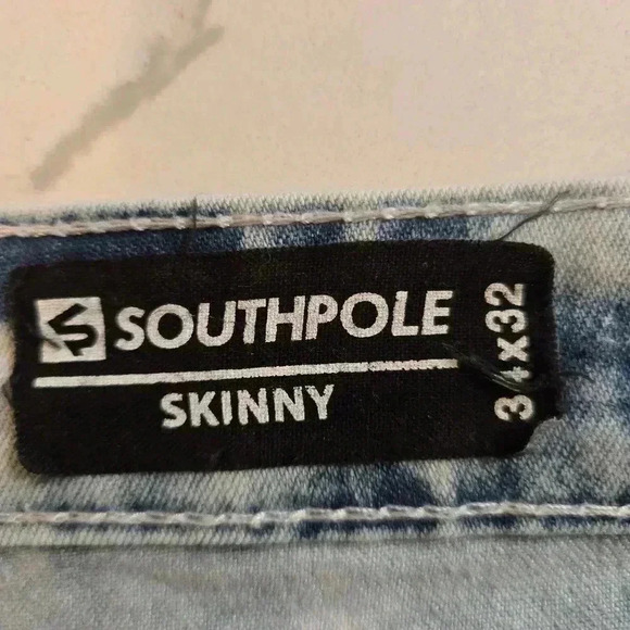 South Pole Skinny Distressed Light Wash Jeans Mens Size 34 - Picture 9 of 11